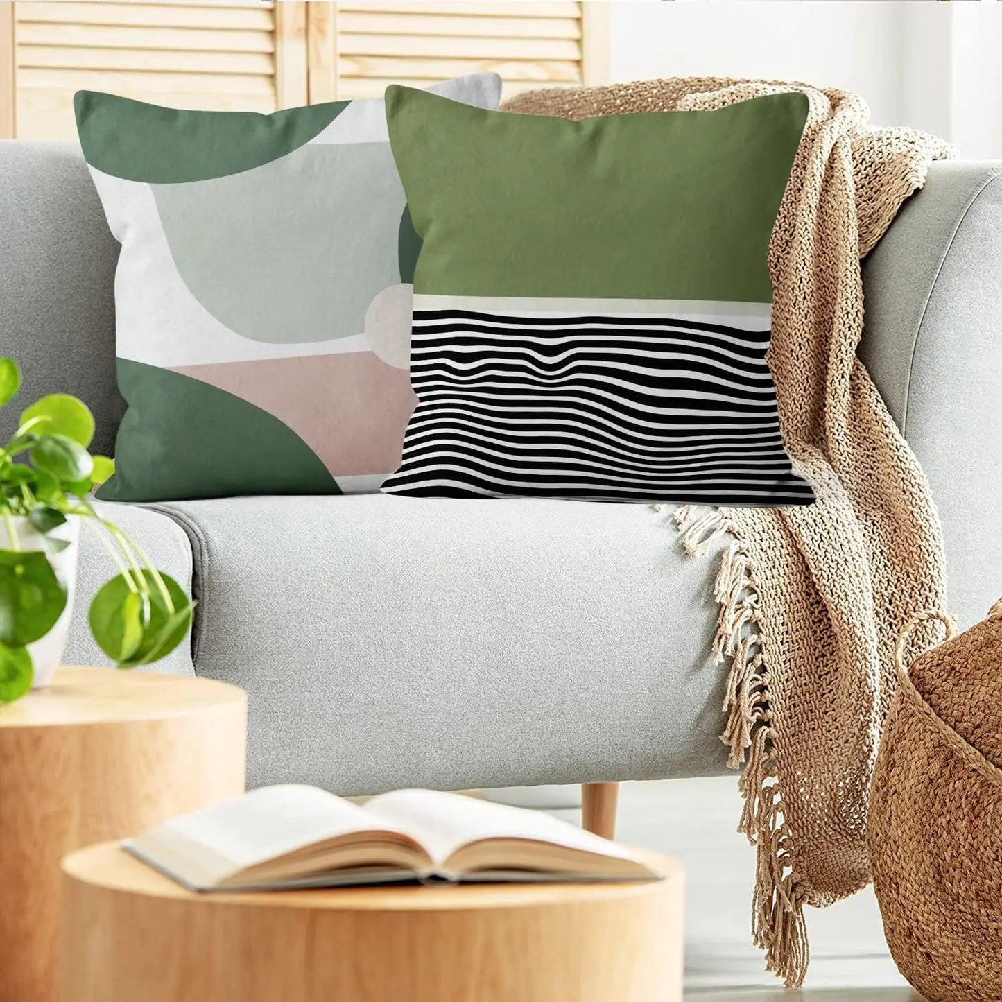 4Pcs Linen Throw Pillow Covers 45x45cm Decorative Cushion Cases for Sofa Bedroom Living Room Home Decor Zippered Pillowcases - PatioLix