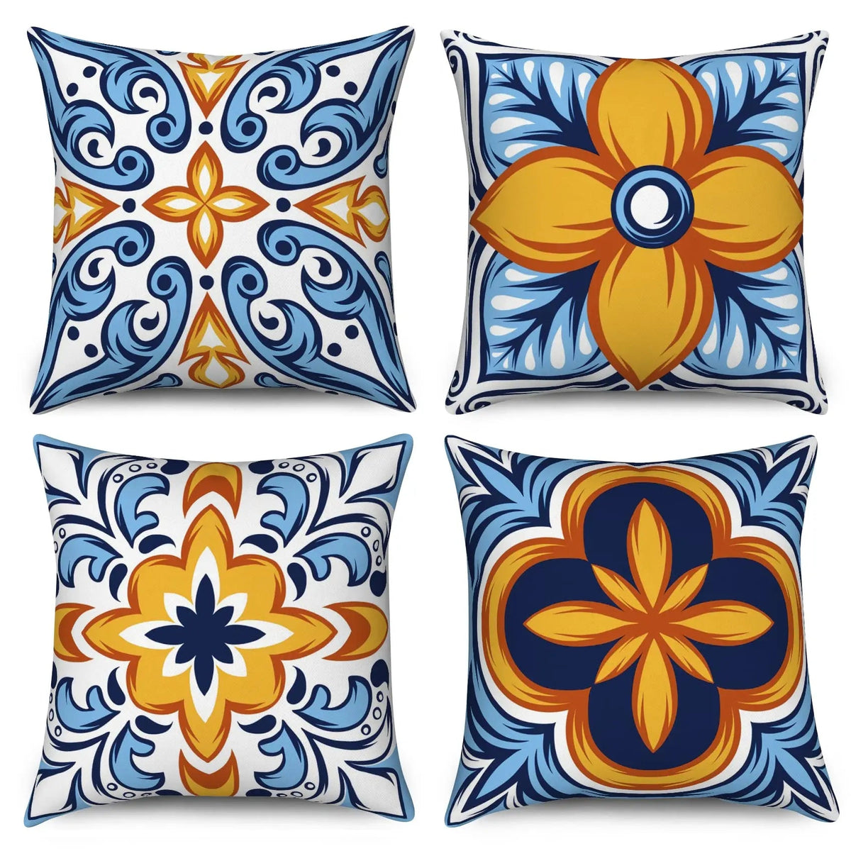 4Pcs Linen Throw Pillow Covers 45x45cm Decorative Cushion Cases for Sofa Bedroom Living Room Home Decor Zippered Pillowcases - PatioLix