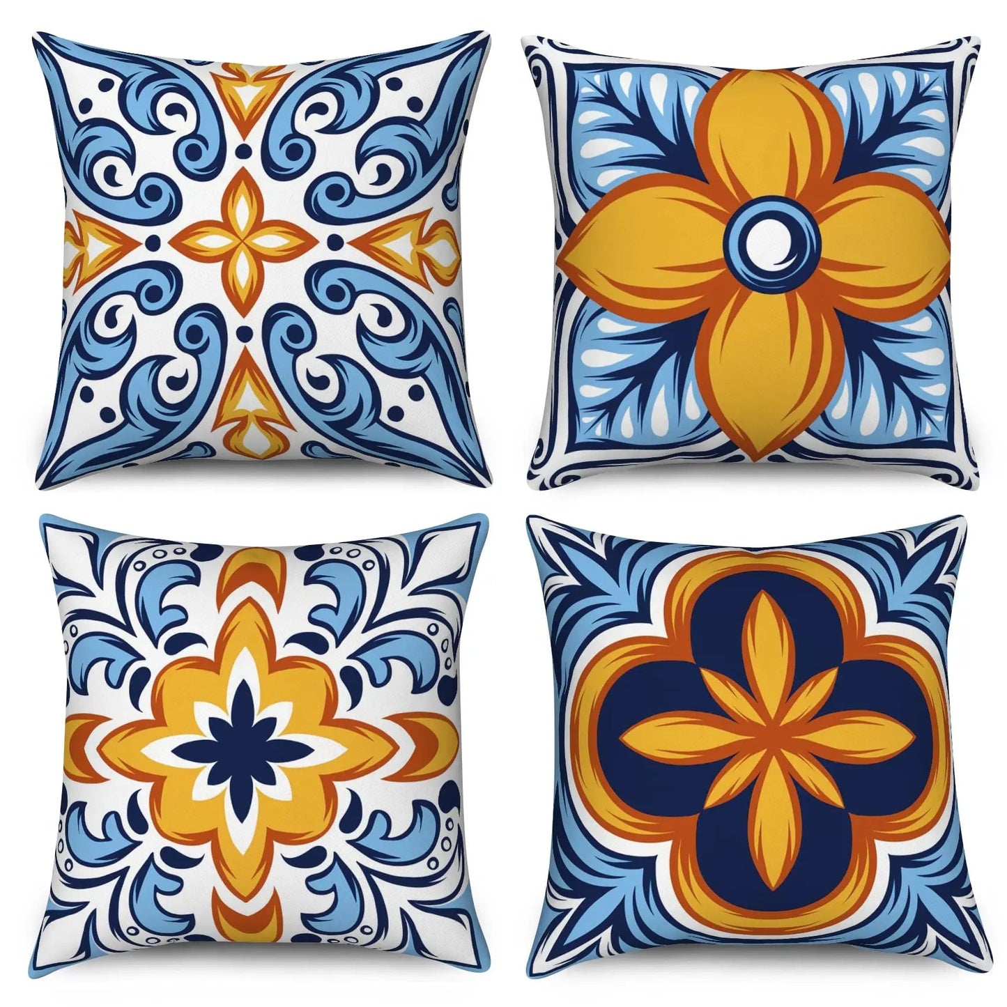4Pcs Linen Throw Pillow Covers 45x45cm Decorative Cushion Cases for Sofa Bedroom Living Room Home Decor Zippered Pillowcases - PatioLix