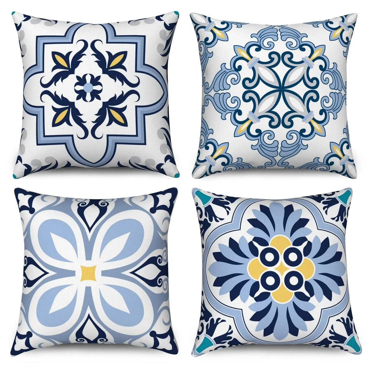 4Pcs Linen Throw Pillow Covers 45x45cm Decorative Cushion Cases for Sofa Bedroom Living Room Home Decor Zippered Pillowcases - PatioLix