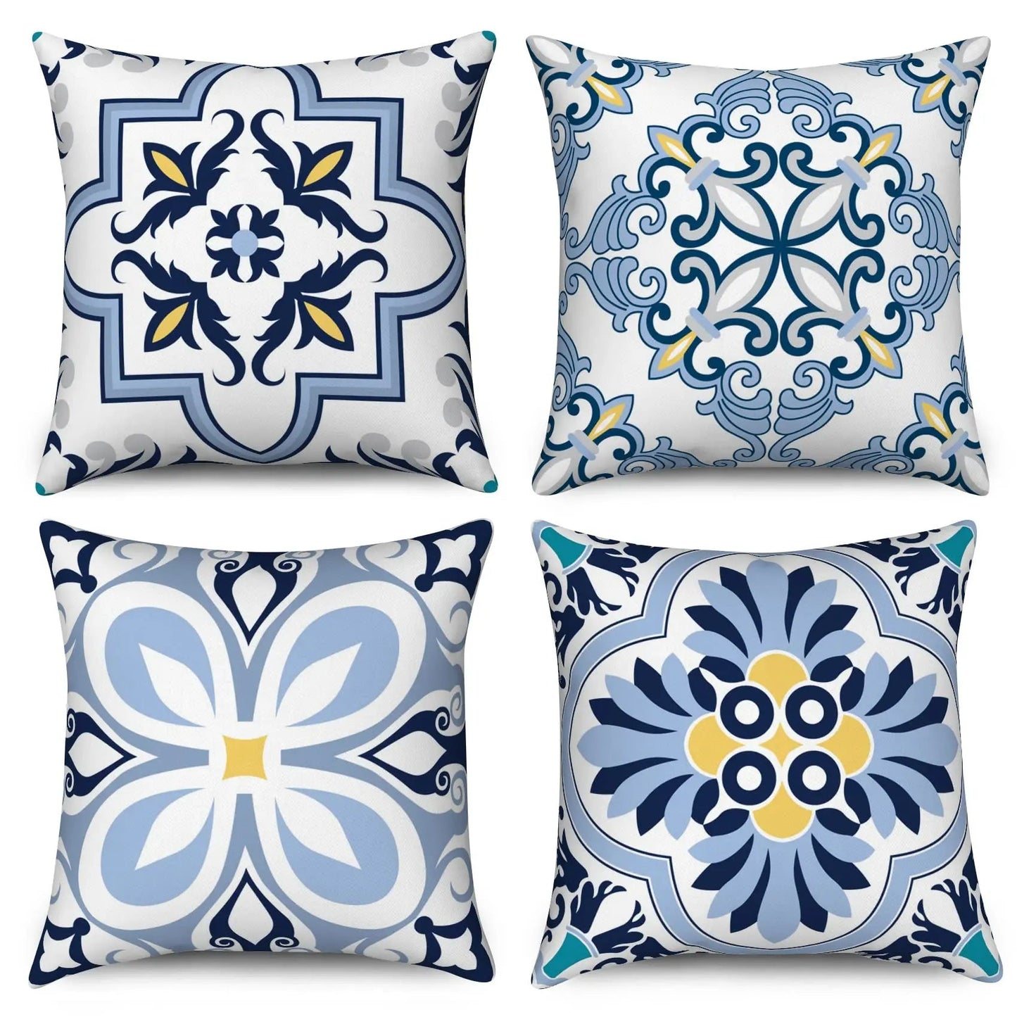 4Pcs Linen Throw Pillow Covers 45x45cm Decorative Cushion Cases for Sofa Bedroom Living Room Home Decor Zippered Pillowcases - PatioLix