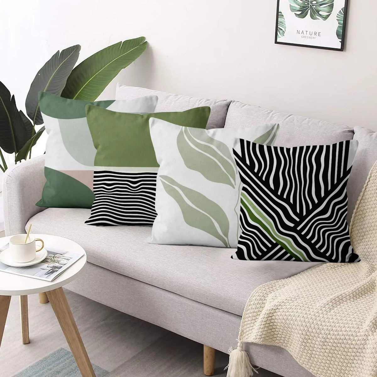 4Pcs Linen Throw Pillow Covers 45x45cm Decorative Cushion Cases for Sofa Bedroom Living Room Home Decor Zippered Pillowcases - PatioLix