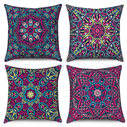 4Pcs Linen Throw Pillow Covers 45x45cm Decorative Cushion Cases for Sofa Bedroom Living Room Home Decor Zippered Pillowcases - PatioLix