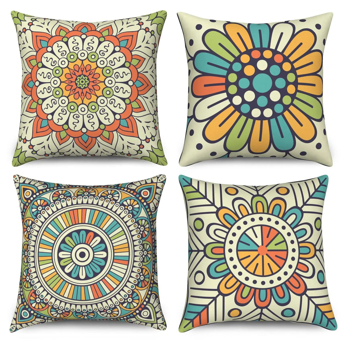 4Pcs Linen Throw Pillow Covers 45x45cm Decorative Cushion Cases for Sofa Bedroom Living Room Home Decor Zippered Pillowcases - PatioLix