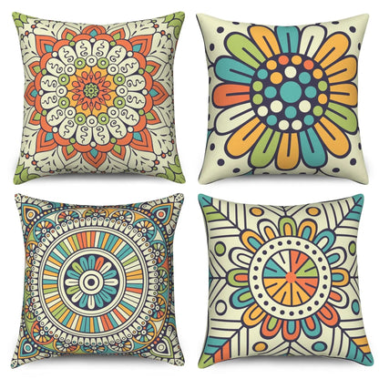4Pcs Linen Throw Pillow Covers 45x45cm Decorative Cushion Cases for Sofa Bedroom Living Room Home Decor Zippered Pillowcases - PatioLix