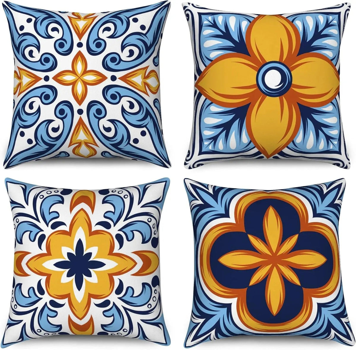 4Pcs Linen Throw Pillow Covers 45x45cm Decorative Cushion Cases for Sofa Bedroom Living Room Home Decor Zippered Pillowcases - PatioLix