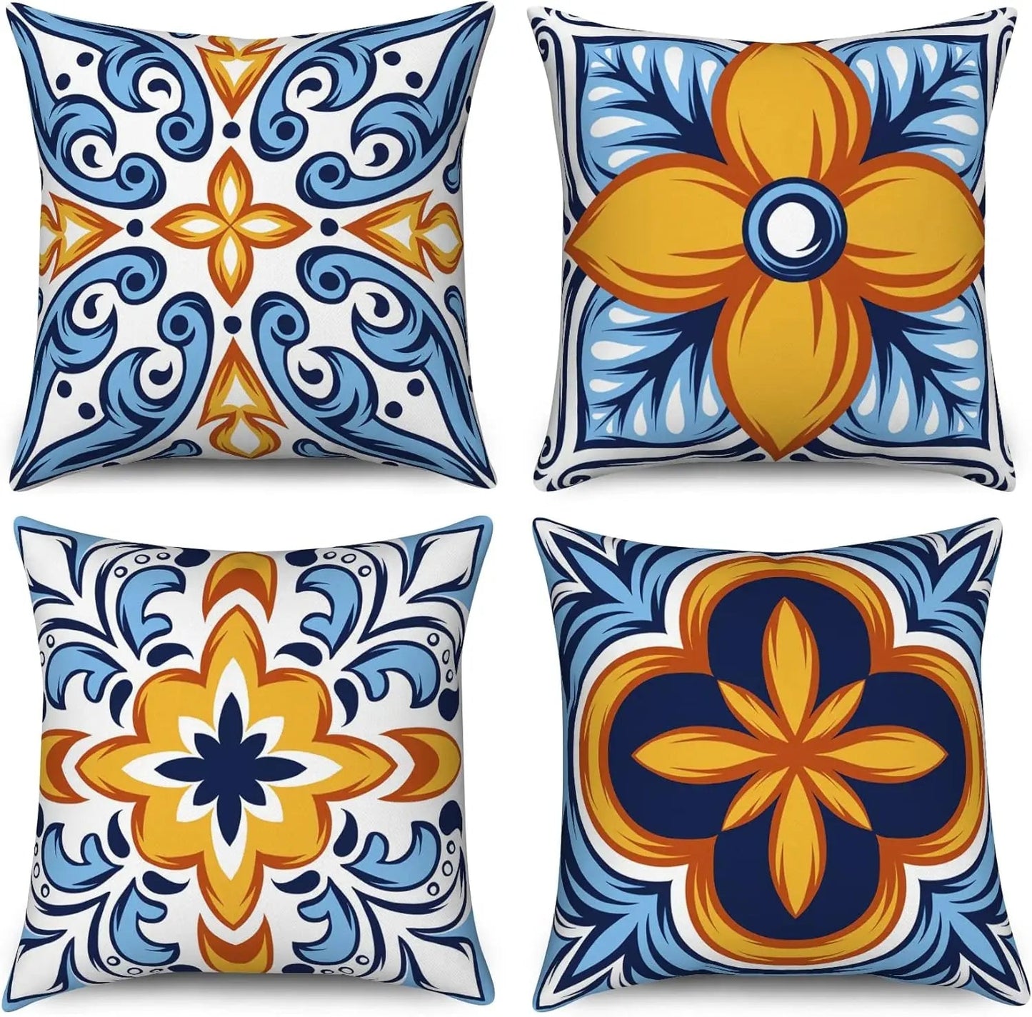 4Pcs Linen Throw Pillow Covers 45x45cm Decorative Cushion Cases for Sofa Bedroom Living Room Home Decor Zippered Pillowcases - PatioLix