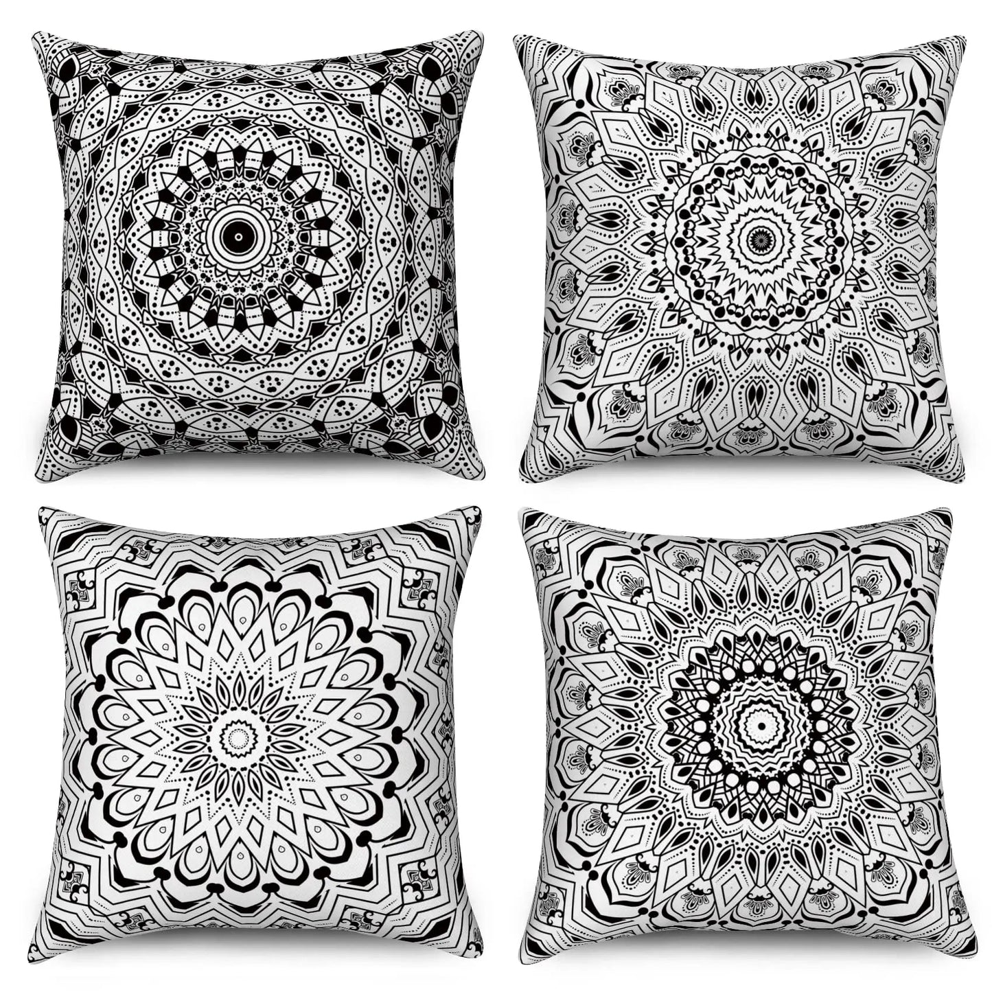 4Pcs Linen Throw Pillow Covers 45x45cm Decorative Cushion Cases for Sofa Bedroom Living Room Home Decor Zippered Pillowcases - PatioLix
