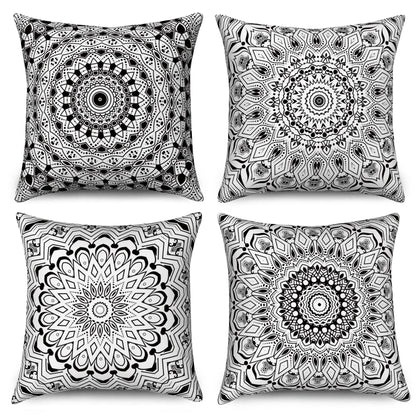 4Pcs Linen Throw Pillow Covers 45x45cm Decorative Cushion Cases for Sofa Bedroom Living Room Home Decor Zippered Pillowcases - PatioLix