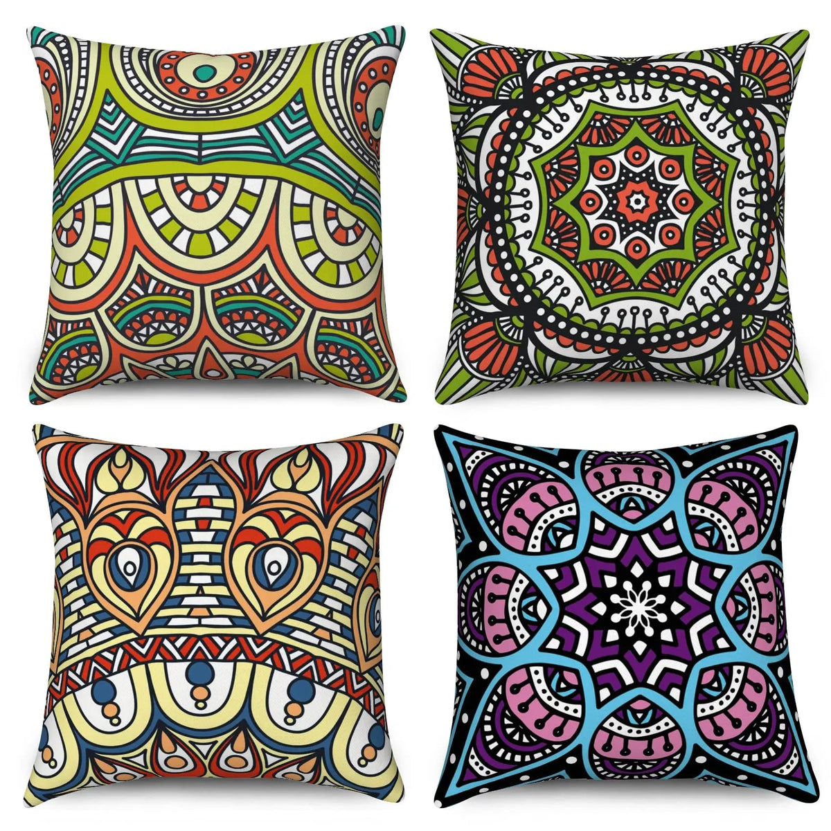 4Pcs Linen Throw Pillow Covers 45x45cm Decorative Cushion Cases for Sofa Bedroom Living Room Home Decor Zippered Pillowcases - PatioLix