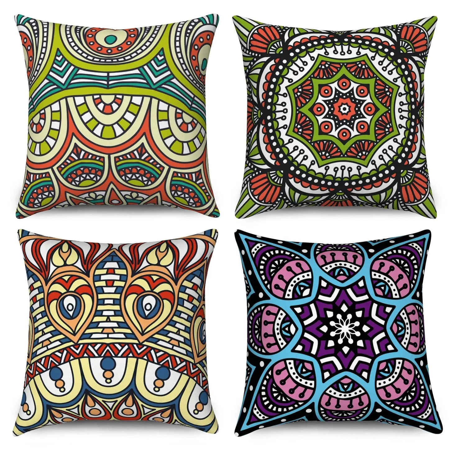 4Pcs Linen Throw Pillow Covers 45x45cm Decorative Cushion Cases for Sofa Bedroom Living Room Home Decor Zippered Pillowcases - PatioLix