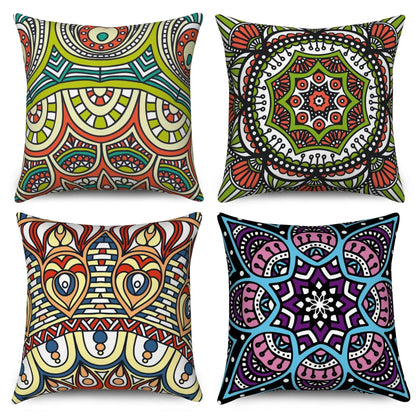 4Pcs Linen Throw Pillow Covers 45x45cm Decorative Cushion Cases for Sofa Bedroom Living Room Home Decor Zippered Pillowcases - PatioLix