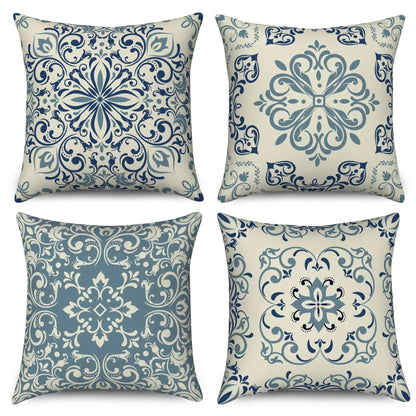 4Pcs Linen Throw Pillow Covers 45x45cm Decorative Cushion Cases for Sofa Bedroom Living Room Home Decor Zippered Pillowcases - PatioLix