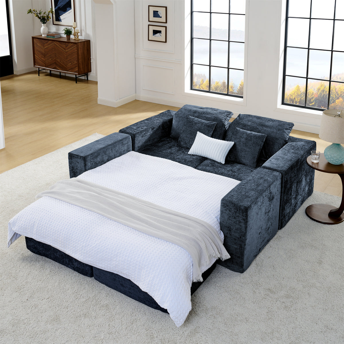 143 Inch U-Shaped Modular Sectional Sofa with Comfy Chaise, Deep Seat for Living Room, No Assembly Required, Blue