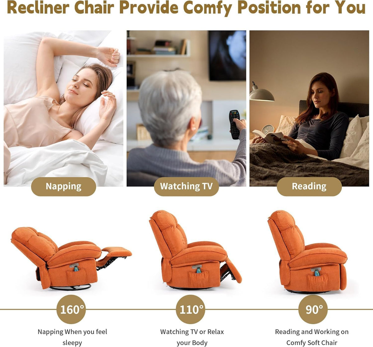 Electric Relax Armchair Electric Armchair with Charging Port TV Armchair with Massage and Heating Armchair TV Armchair for Livin