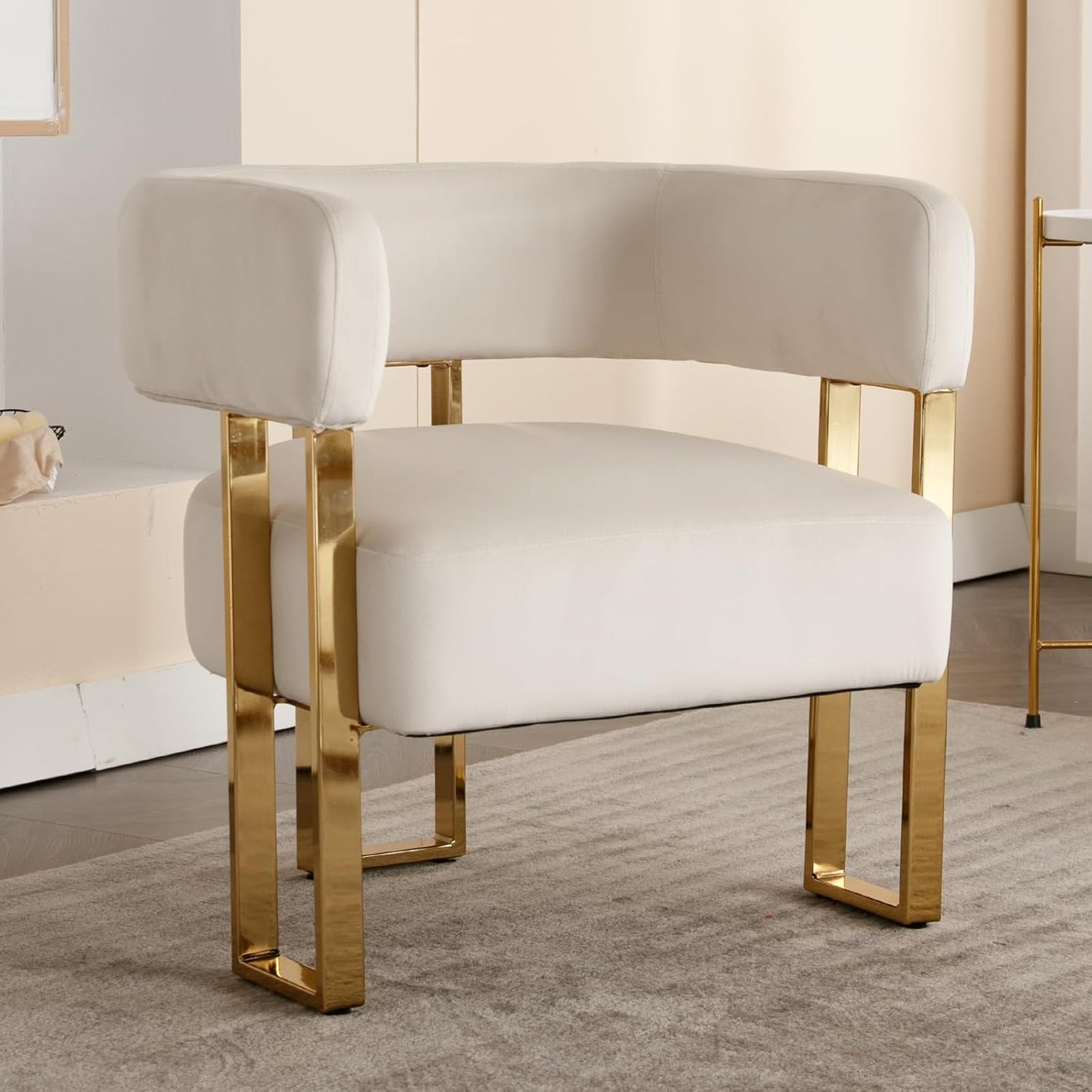 Modern Barrel Accent Chairs Set Of 2, Velvet Fabric Living Room Chairs With Gold Metal Legs, Comfy Upholstered Single Sofa