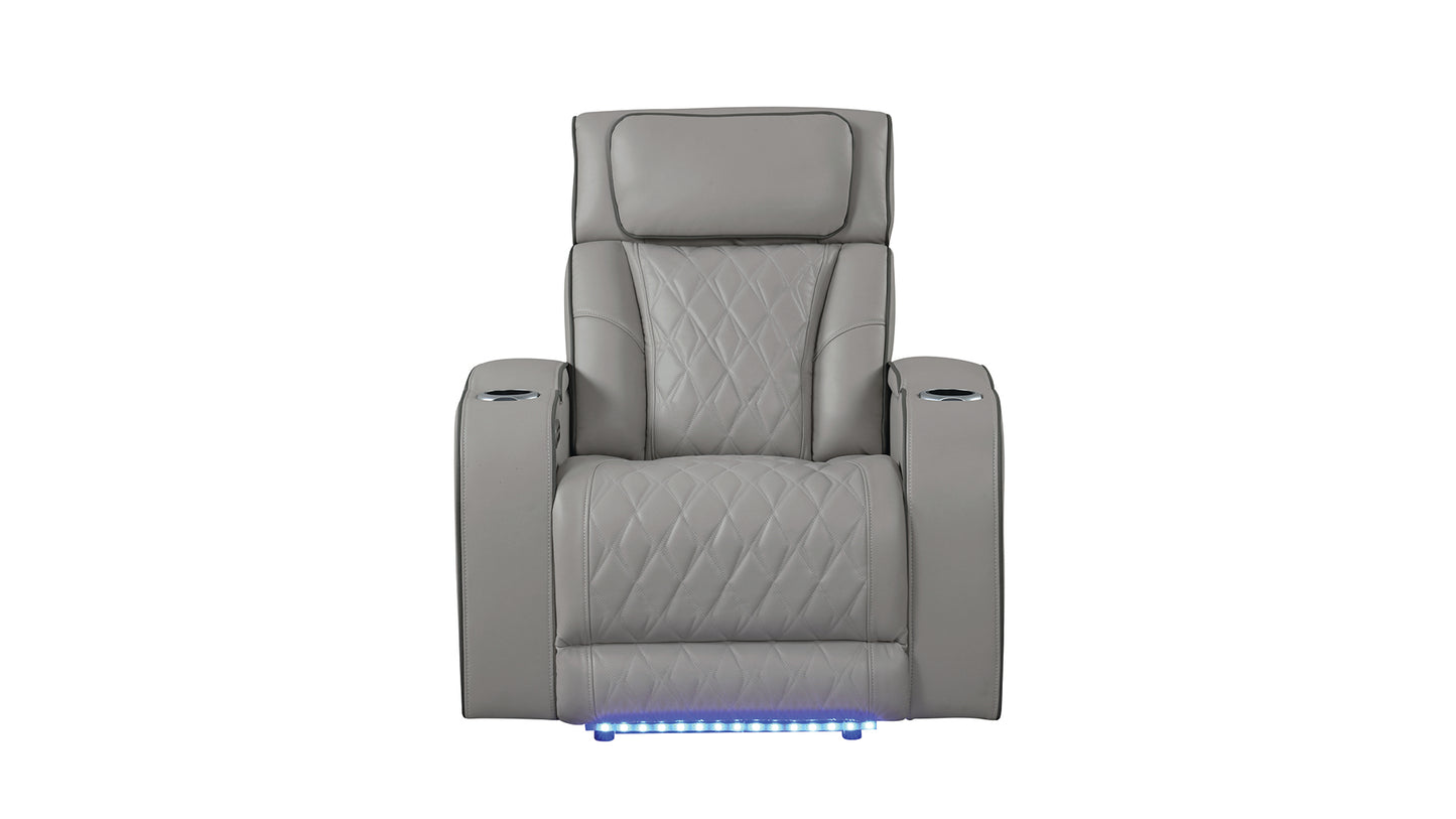 Modern Style Upholstery Recliner 3PC Living Room Set, Wood Frame, Massage Function Included, Gray Color, NJ Inventory