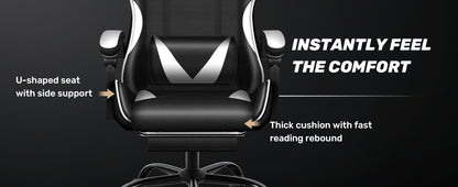Racing Style Gaming Chair Swivel Recliner Adjustable Height Ergonomic Office Computer Chair Red Black