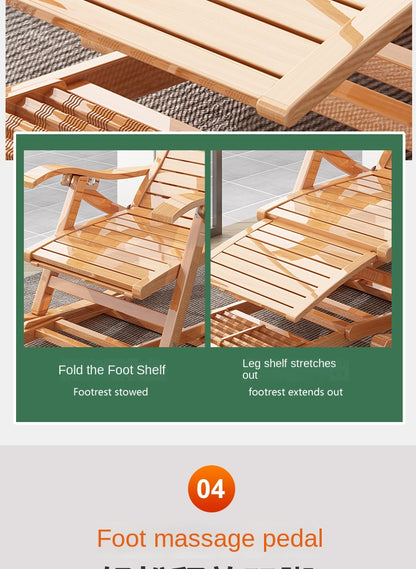 UVR Adult Recliner Folding Rocking Chair Living Room Armchair Bed Office Lunch Break Nap Backrest Stool Bamboo Chaise Longue