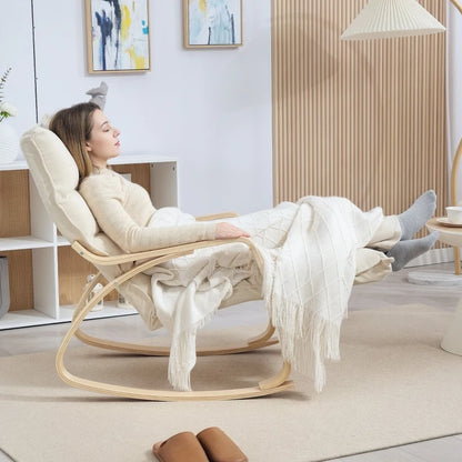 Rosahqnda Rocking chair Rocking armchair Backrest armchair Linen Look Relax armchair Swing armchair living room Reading armchair