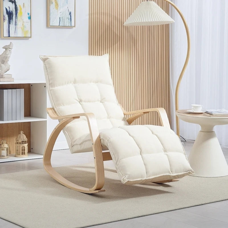 Rosahqnda Rocking chair Rocking armchair Backrest armchair Linen Look Relax armchair Swing armchair living room Reading armchair