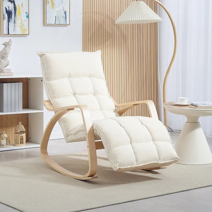 Rosahqnda Rocking chair Rocking armchair Backrest armchair Linen Look Relax armchair Swing armchair living room Reading armchair