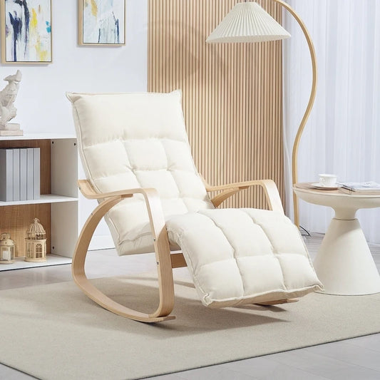Rosahqnda Rocking chair Rocking armchair Backrest armchair Linen Look Relax armchair Swing armchair living room Reading armchair