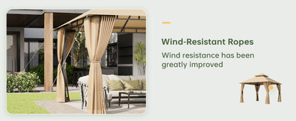 Aoxun 10x10FT Gazebo with Mosquito Netting Double Roof Outdoor Party Tent with Zipper Screens for Backyard Garden