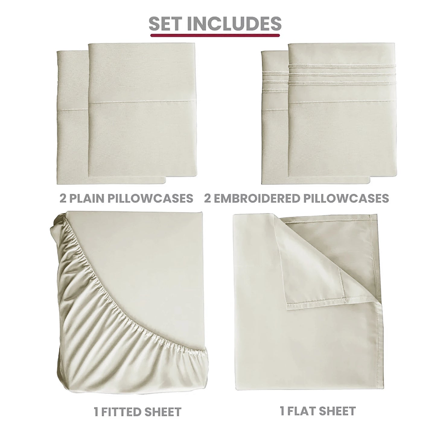 6Pcs Sheet Sets - Extra Soft Hotel Bed Sheets 16 inches Deep Pocket - Deep Pocket Fitted Sheet, Flat Sheet And 4 Pillowcases