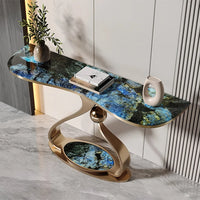 Modern Entryway Hallway Extendable Stone Top Italian Light Luxury Long Narrow Console Table Metal Base Customizable Design