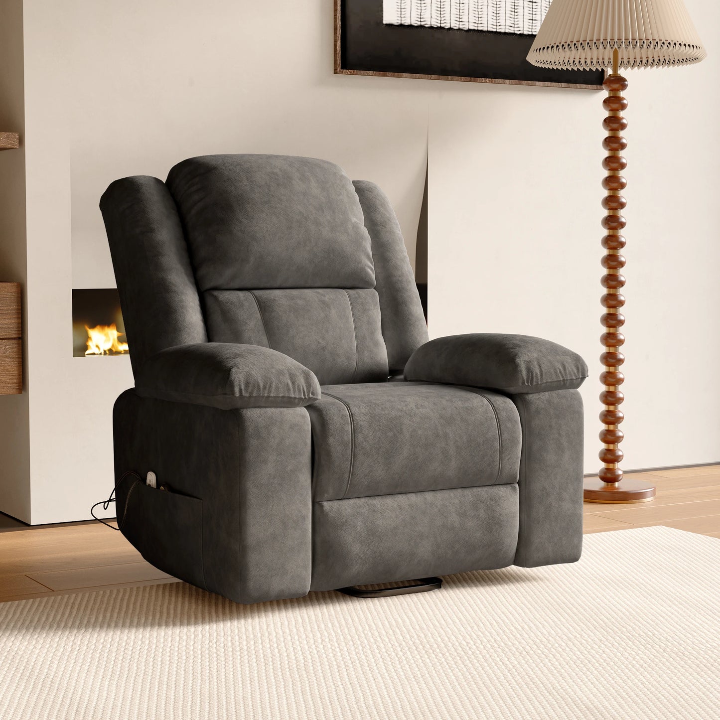 Electric heated Massage Armchair, Armchair Relaxation with reclinting function, vibrating Massage and heating, Gray