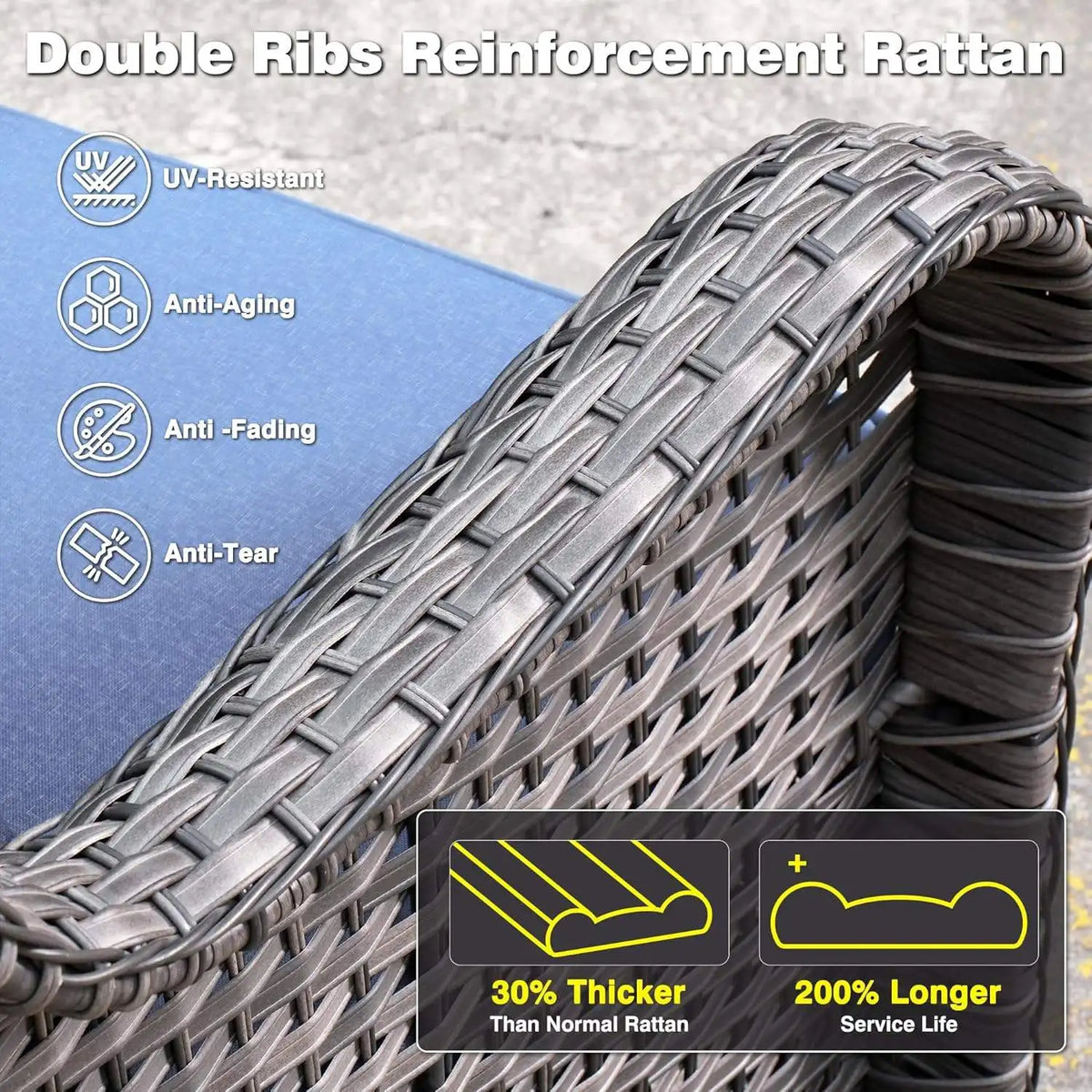 Outdoor Sofa Patio Furniture Set, Weather-Resistant PE Rattan Sectional with Cushions for Backyard.Garden.Deck, Easy-Clean, All-