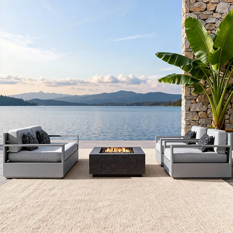 Hotel Outdoor Sofa Villa Aluminum Outdoor Sofa Set Resort Furniture Luxury Garden Furniture Patio Sofa with Coffee Table