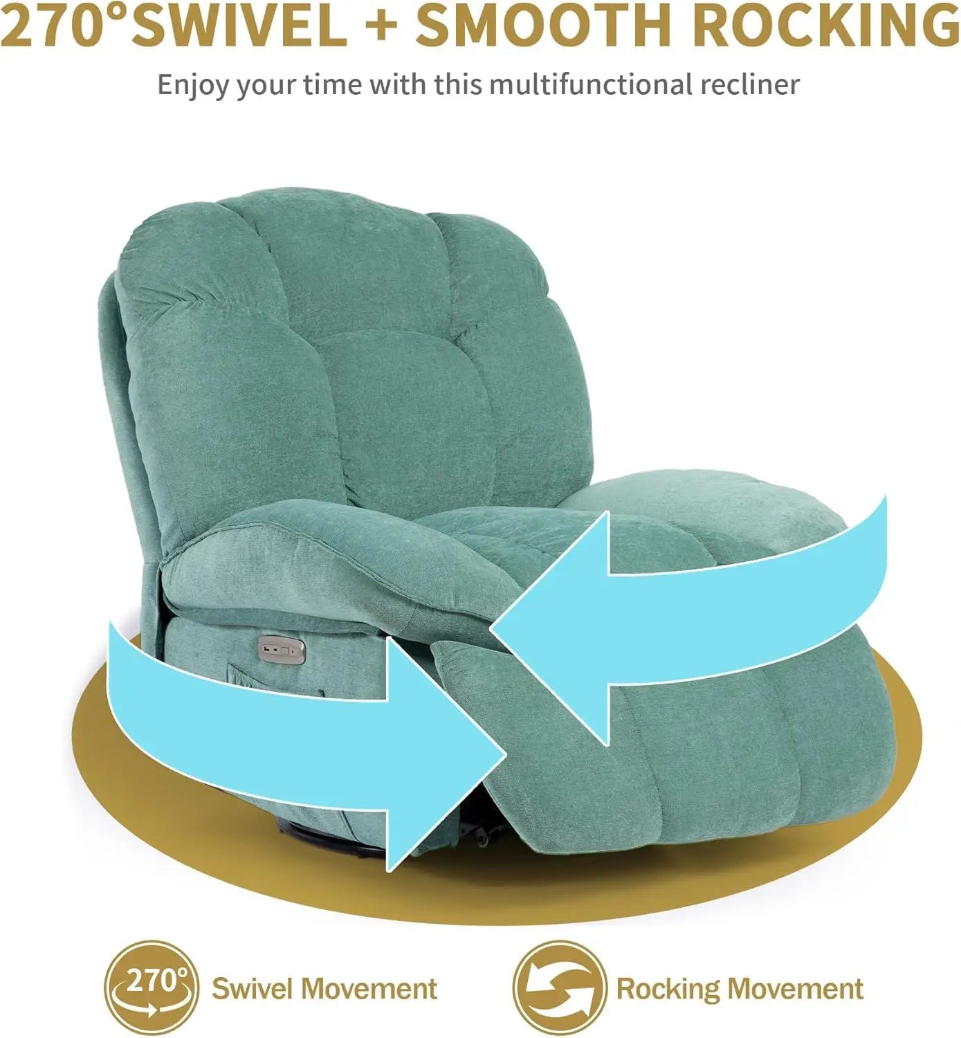 Electric Relaxation armchair Relaxation armchair with Massage and Heating Function with USB-A and USB-C Charging Port for Bedroom,