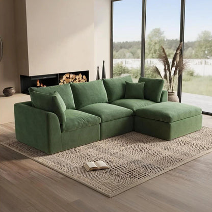 Modern Fabric Upholstered Compressed Cloud Sofa Ready to Ship USA Warehouse Villa L-Shaped Sectional for Living Room