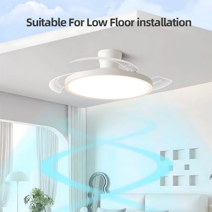 Modern Ceiling Fan Sealing Fan Led Lighting Silent Invisible Blade Lamps Suitable for Living Room Dining Room Study Kitchen