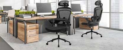 JHK Ergonomic Mesh Adjustable Lumbar Support Office Chair 120°Tilt High Back Comfortable Computer Chair with Soft Flip Up Arms