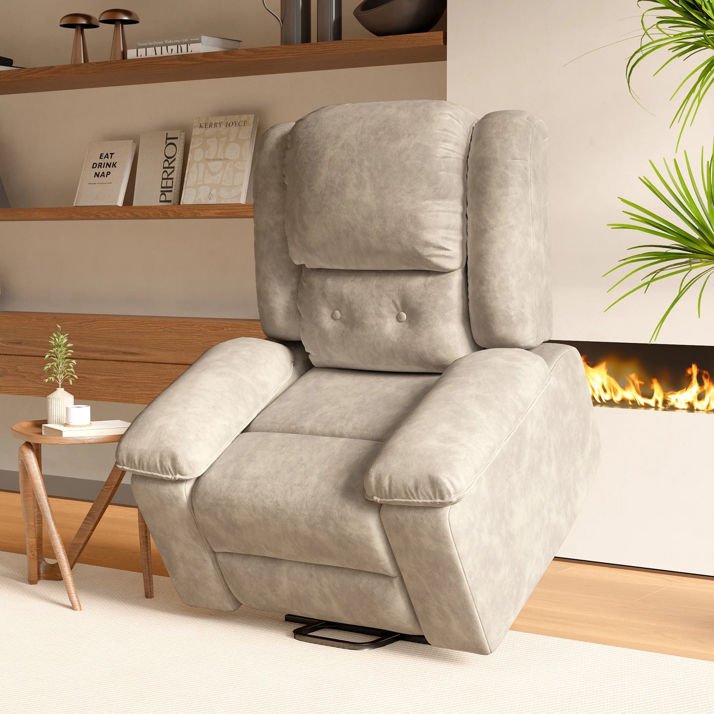 Electric heated Massage Armchair, Armchair Relaxation with reclinting function, vibrating Massage and heating, Gray