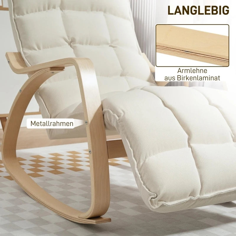 Rosahqnda Rocking chair Rocking armchair Backrest armchair Linen Look Relax armchair Swing armchair living room Reading armchair