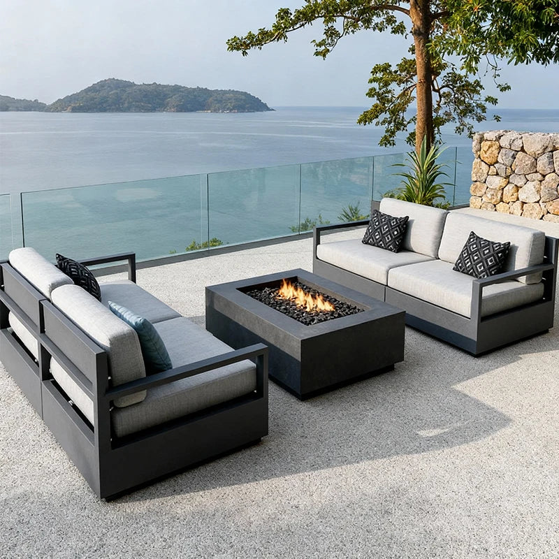 Hotel Outdoor Sofa Villa Aluminum Outdoor Sofa Set Resort Furniture Luxury Garden Furniture Patio Sofa with Coffee Table