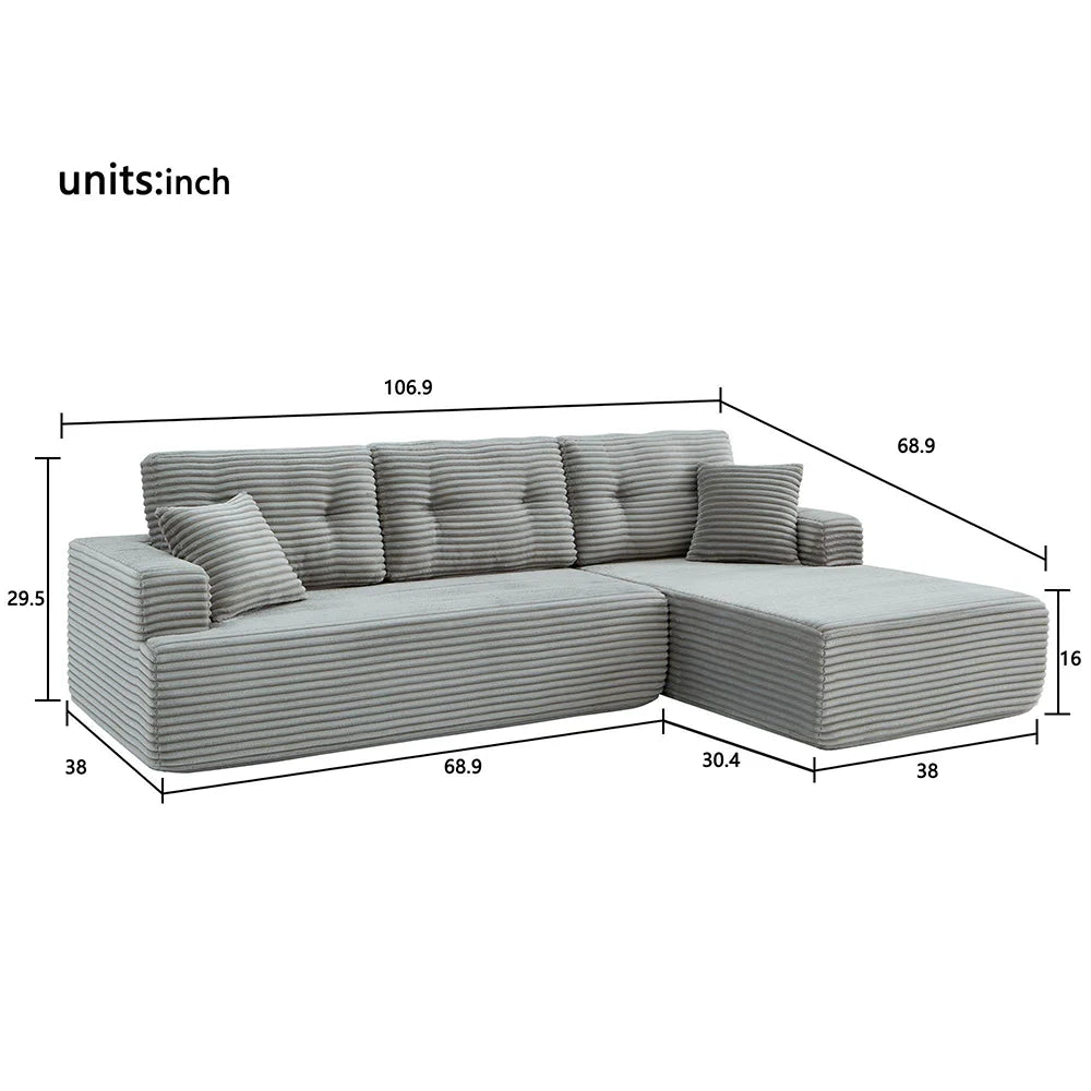 US Local Stock Modern L-Shaped Fabric Sponge-Filled Comfortable Sectional 3 Seater Chaise Sofa for Apartment/Villa Use-Hot