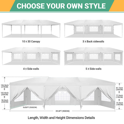 10x30ft Pop Up Canopy Tent with 8 Sidewalls Tents for Party Waterproof Camping Canopy,Outdoor Portable Gazebo for Backyard