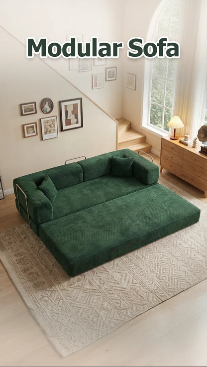 Queen Size Futon Sofa Bed 79' Convertible Couch 4-in-1 Folding Corduroy Boneless Sleeper Loveseat for Living Room