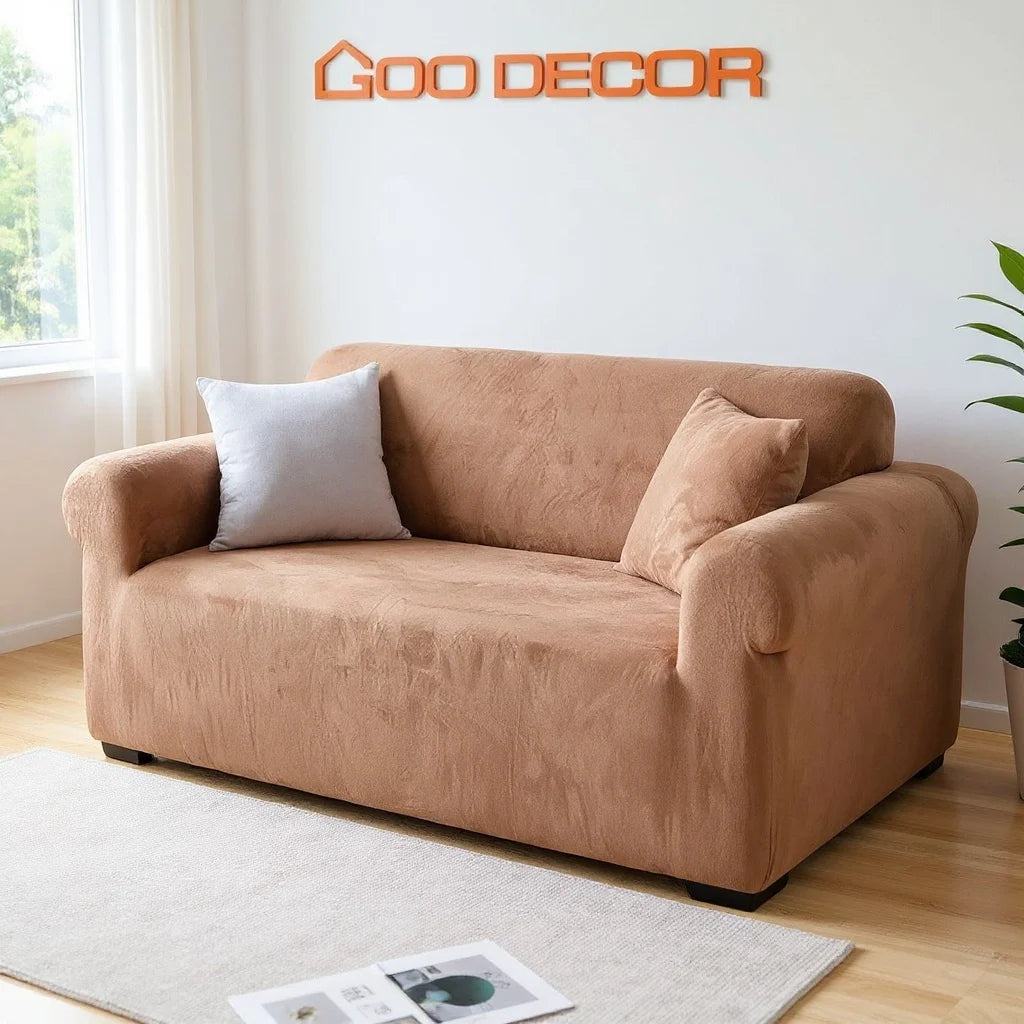 Customized 3-Seater Solid Modern Sofa Cover Elastic Stretch Slipcover Plush Material for Living Room Bedroom Patio