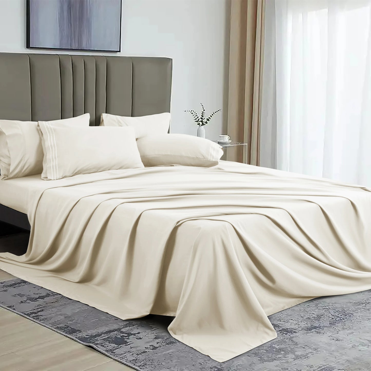 6-Piece Extra Soft Hotel Sheet Set, 16" Deep Pocket, with 4 Pillowcases