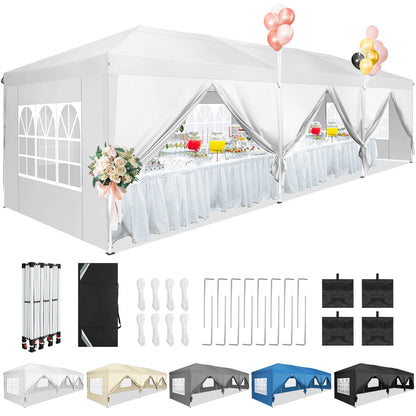 10x30ft Pop Up Canopy Tent with 8 Sidewalls Tents for Party Waterproof Camping Canopy,Outdoor Portable Gazebo for Backyard