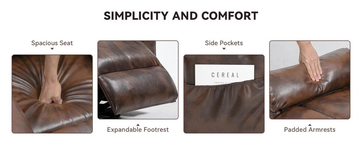 Comhoma Power Lift Recliner for Elderly, Lift Chair with Heat and Massage, Pu Recliner Sofa with Timing Function, Brown