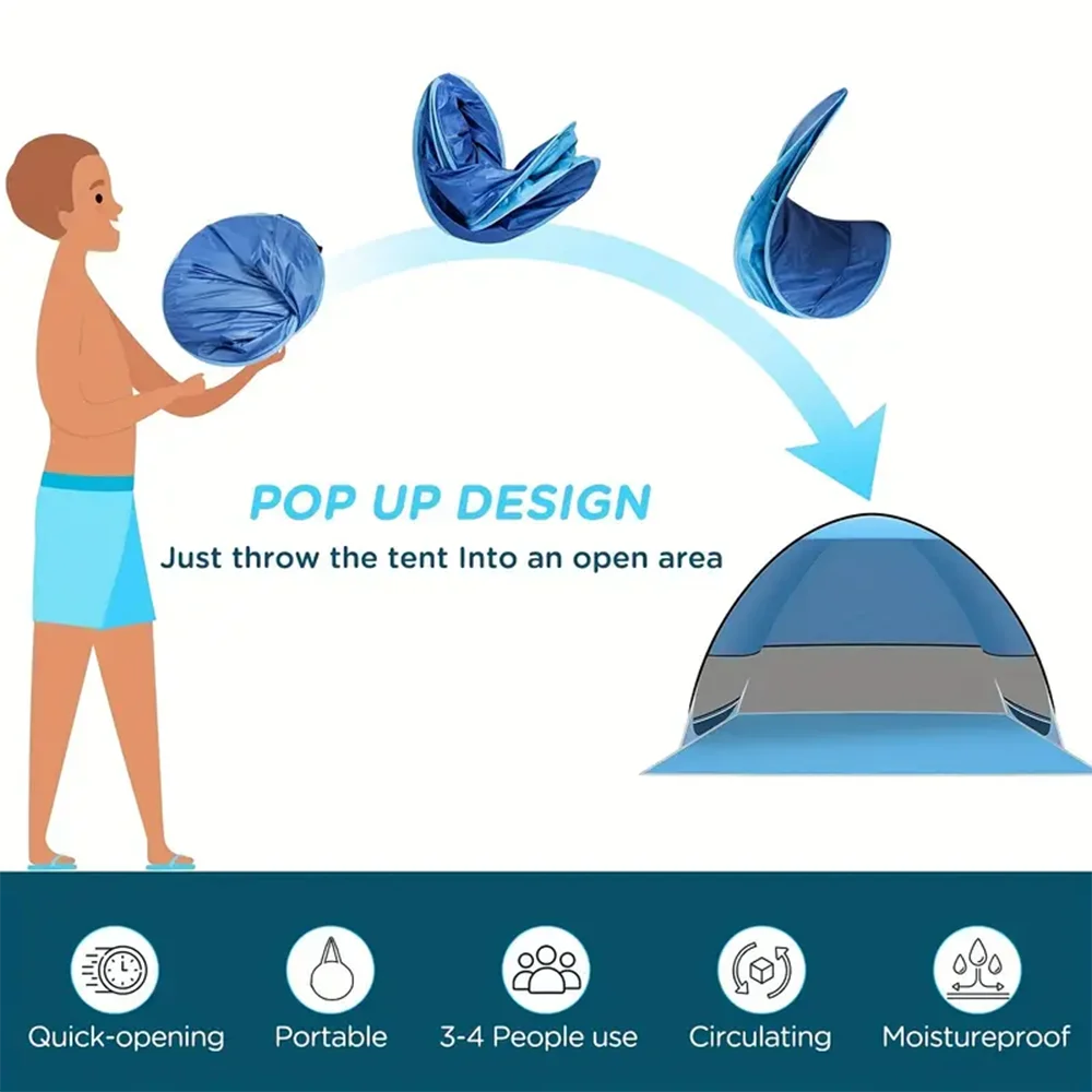 Quick Set Up.Pop Up Beach Tent Portable Sun Shade Shelter Outdoor Camping Fishing Canopy,Camping Accessories,Sturdy Construction
