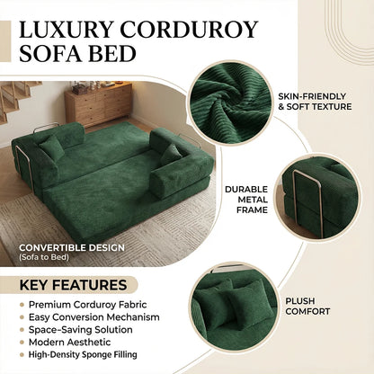 Queen Size Futon Sofa Bed 79' Convertible Couch 4-in-1 Folding Corduroy Boneless Sleeper Loveseat for Living Room