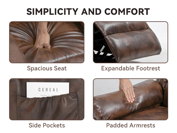 Comhoma Power Lift Recliner for Elderly, Lift Chair with Heat and Massage, Pu Recliner Sofa with Timing Function, Brown